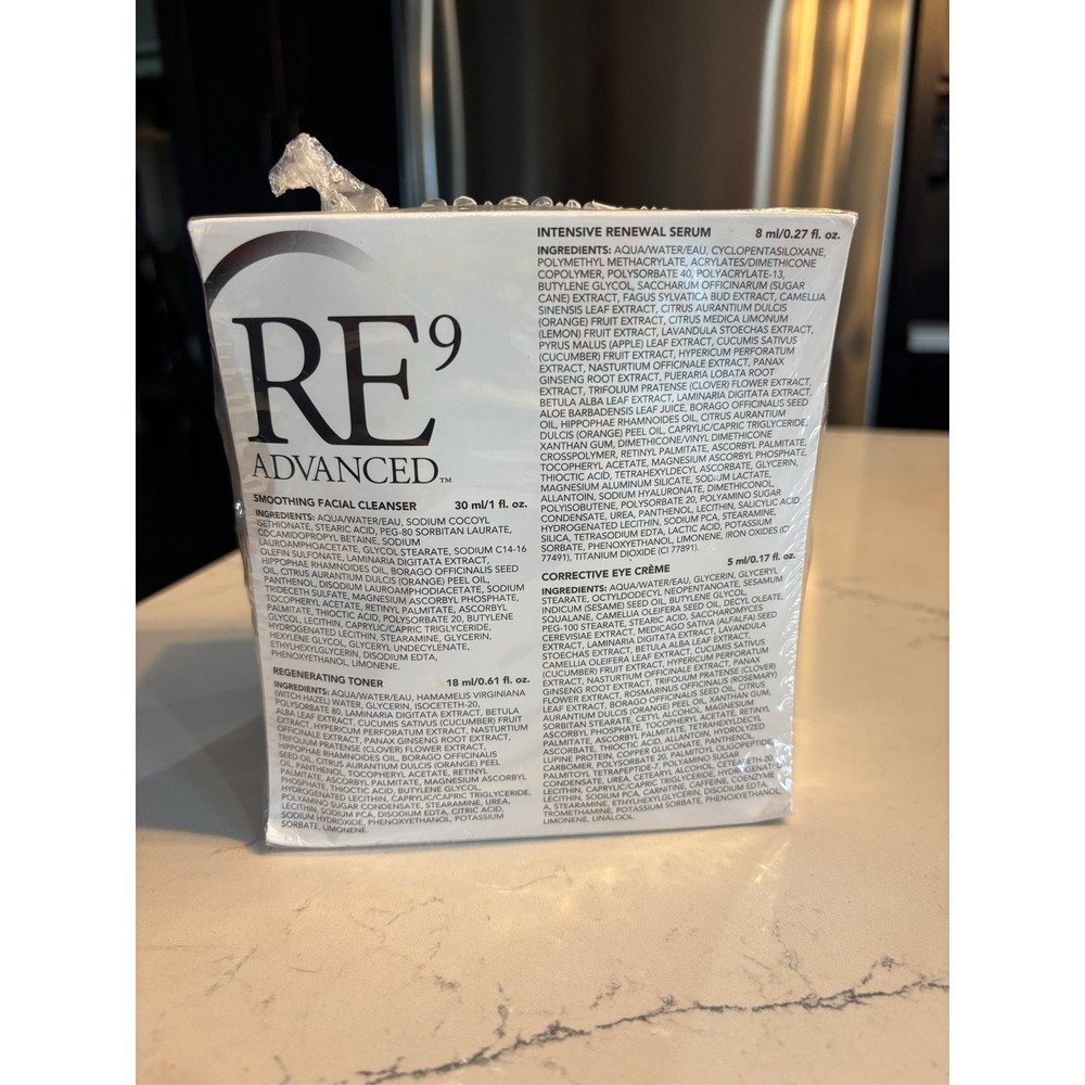 Arbonne RE9 Advanced 4-Piece Skin Care Sample Set Cleanser Toner Serum NEW